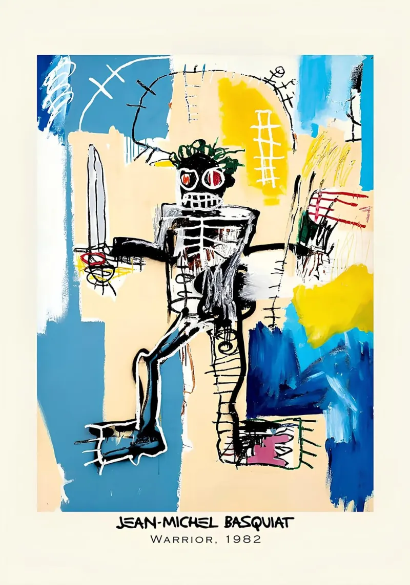 Basquiat "Warrior" Neo-Expressionist Power Icon 1982 canvas with Floater frame by NorwesClub