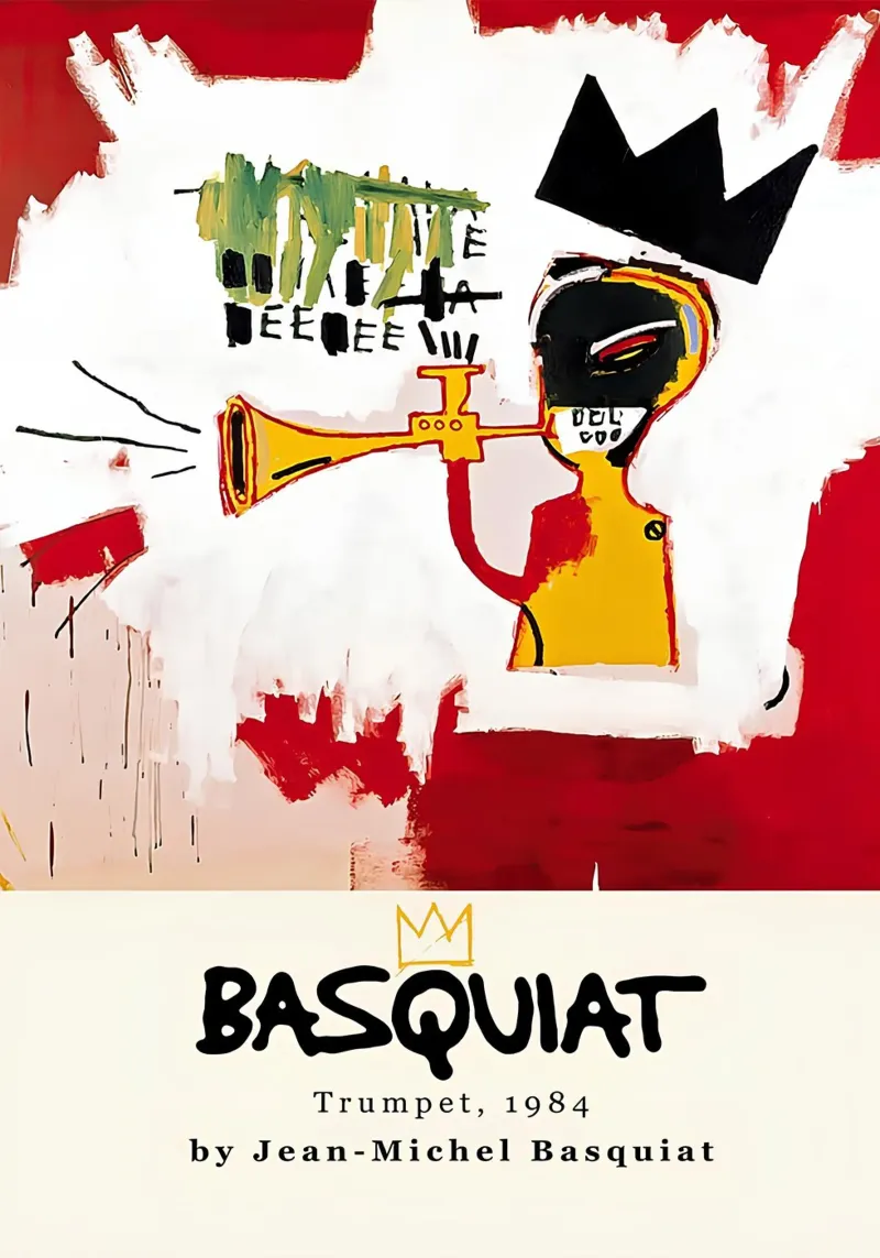 Basquiat "Tromba" Musica neo-espressionista e Corona 1984 poster con telaio in plastica da NorwesClub
