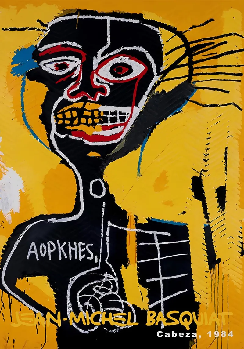 Ritratto di teschio neo-espressionista di Basquiat "Cabeza" 1984 poster da NorwesClub