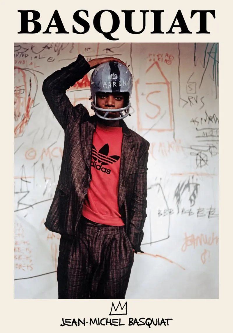 Basquiat "Casco da calcio", ritratto iconico della Pop Art poster con telaio in legno da NorwesClub
