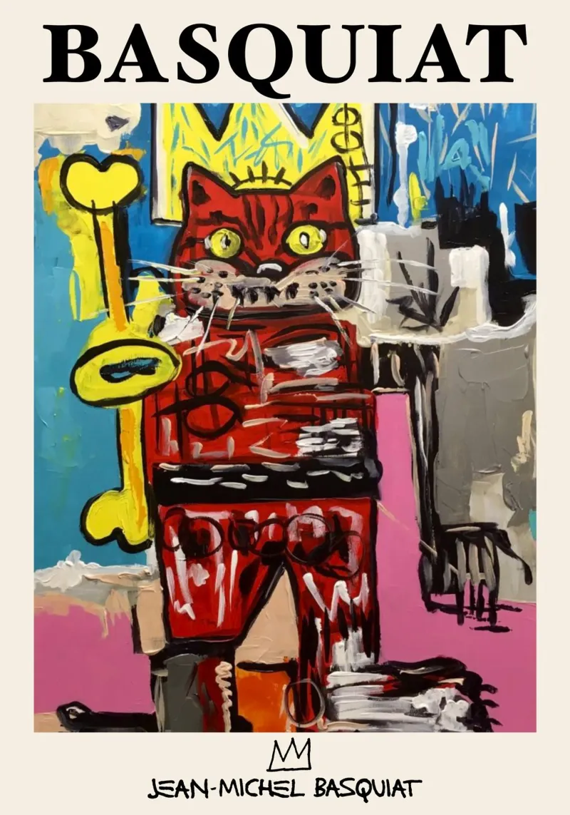 Basquiat "Gatto" Neo-espressionista Incoronato Felino Pop Art carta hahnemühle da NorwesClub