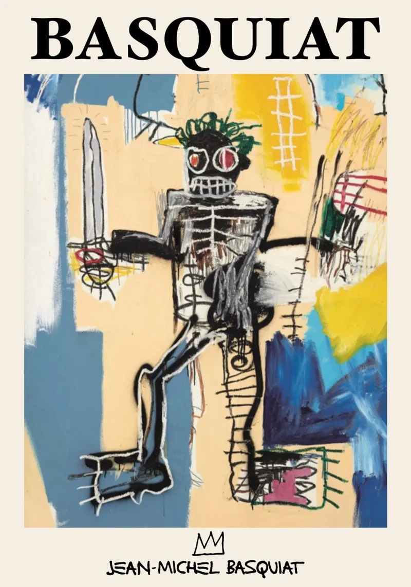 Basquiat "Warrior" Neo-Expressionist Hero Icon - Bold Art canvas with Floater frame by NorwesClub