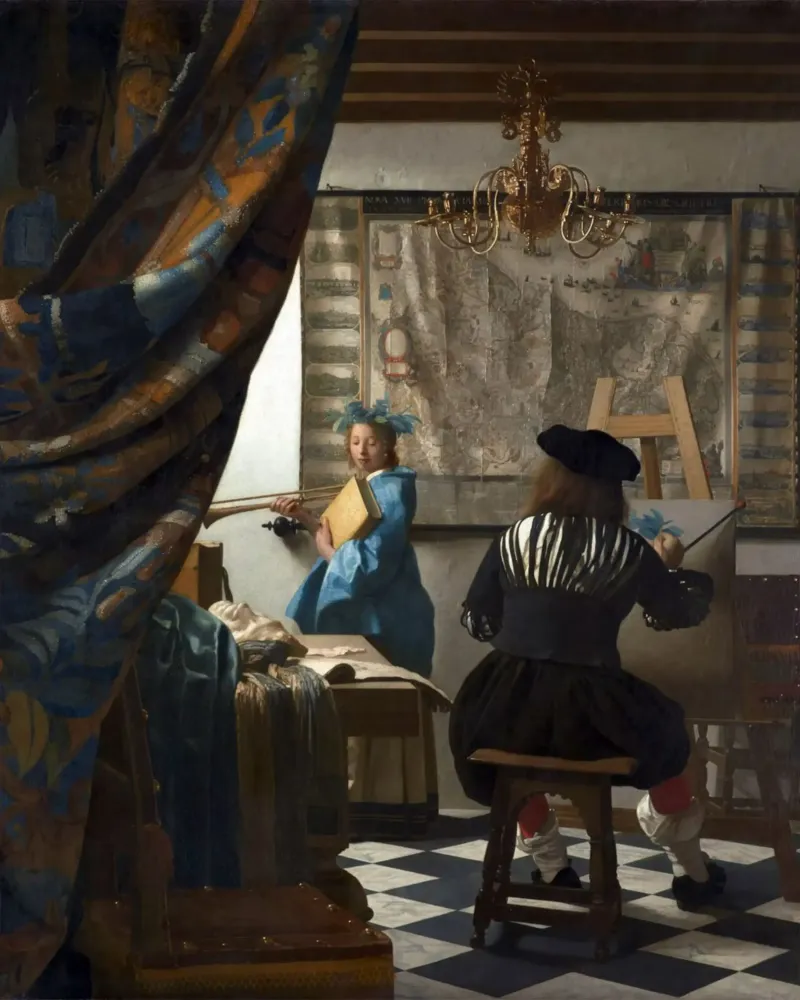 vermeer - un pittore nel suo studio, che dipinge un modello femminile pellicola backlit da The Dinda