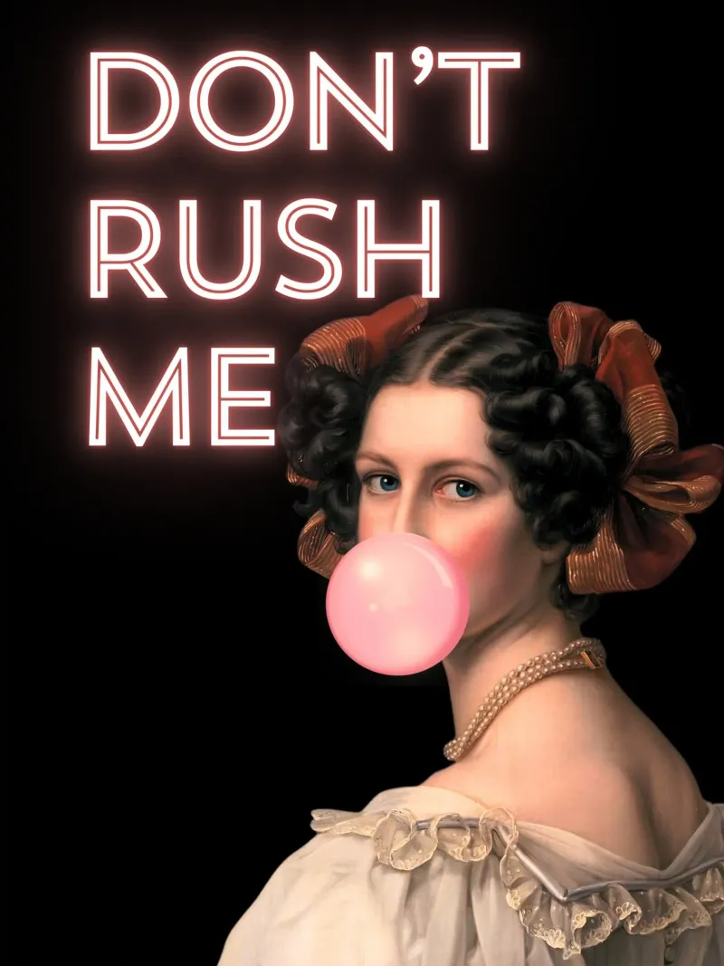 "Don't Rush Me" - Arte pop, bagliore al neon, remix classico, energia pellicola backlit da NorwesClub