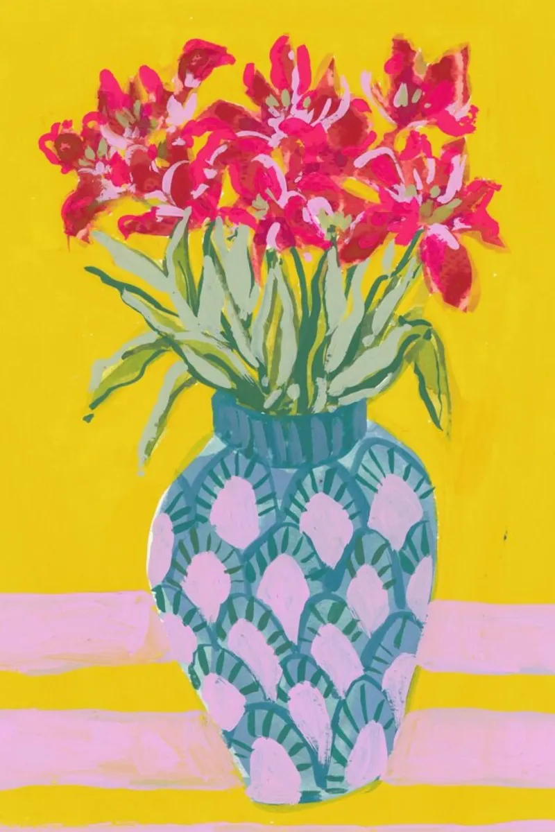 Red Flowers In A Vase pellicola backlit da Sonia Brittain