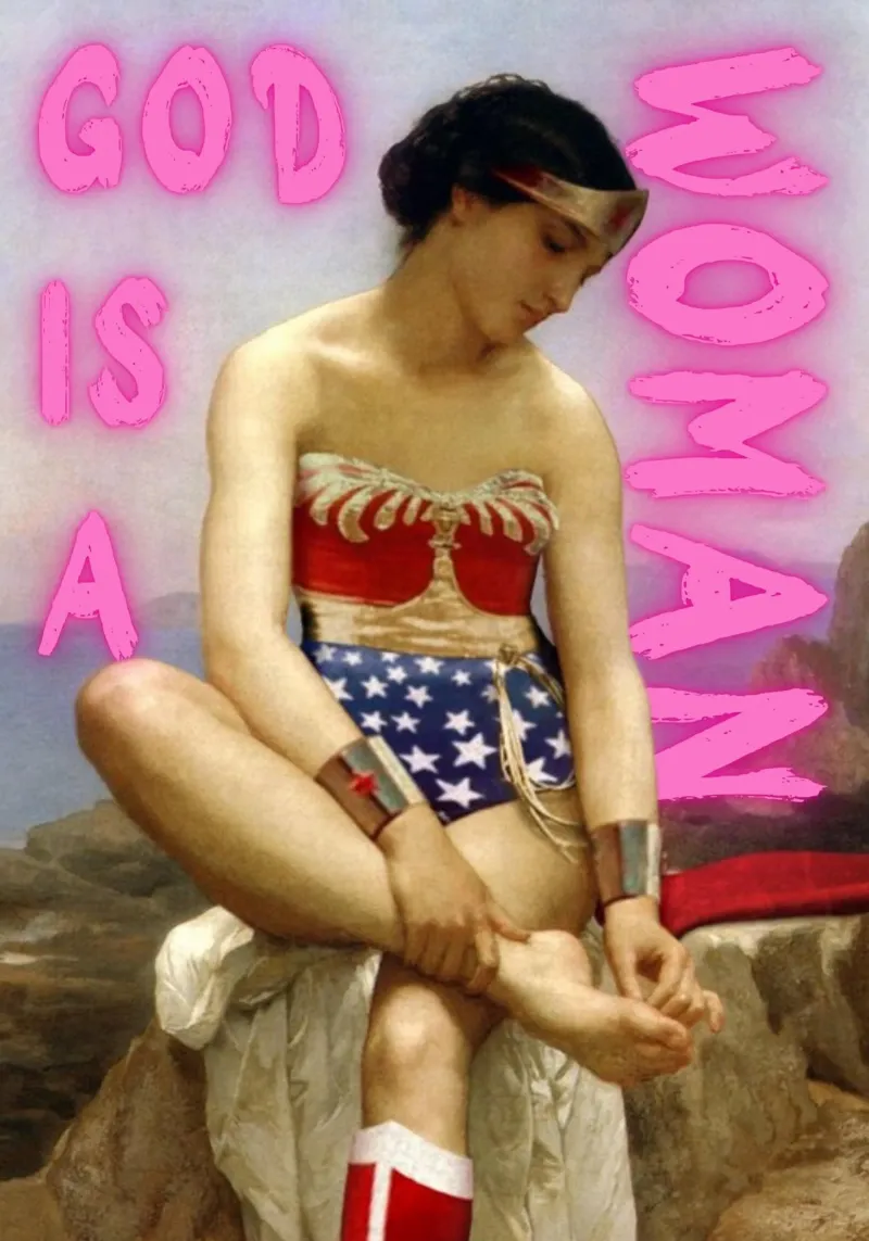 "God Is A Woman" - Pop Art, Remix classico, Empowerment, Femi tela con Cornice a cassetta da NorwesClub