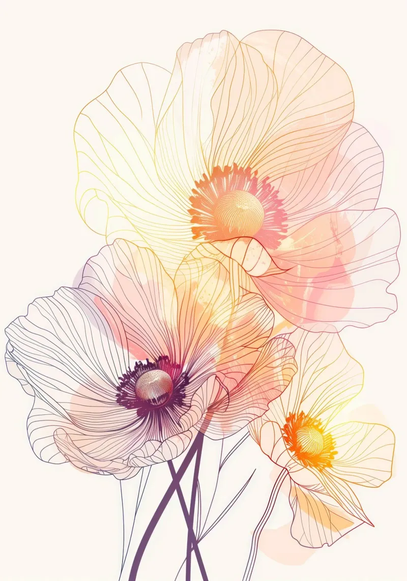 Bloemen patroon canvas met Baklijst van Justyna Jaszke JBJart