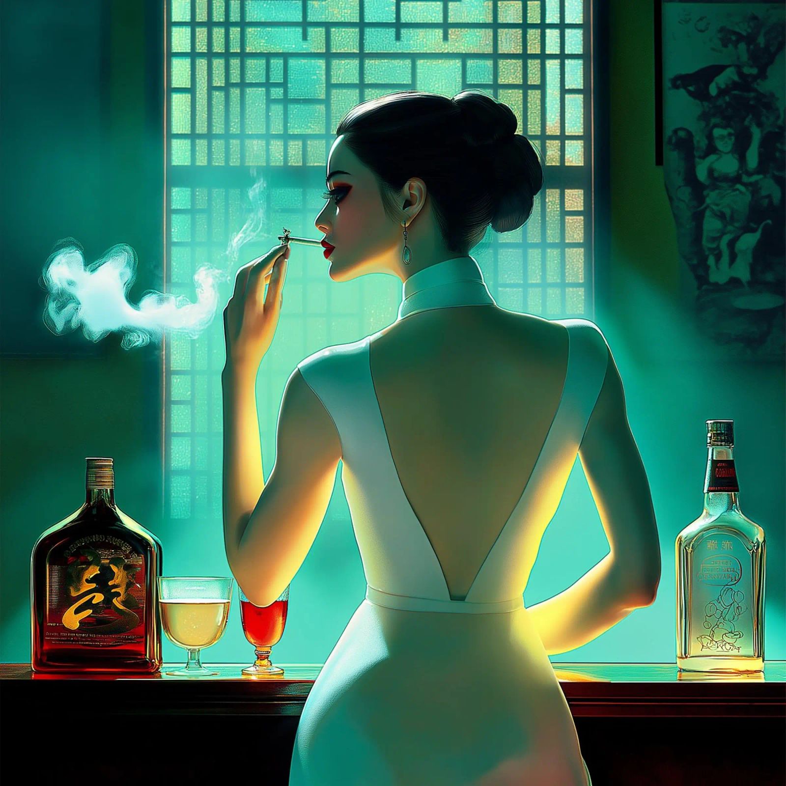 Woman, Cigarette, Alcohol Poster von Motivate-Today