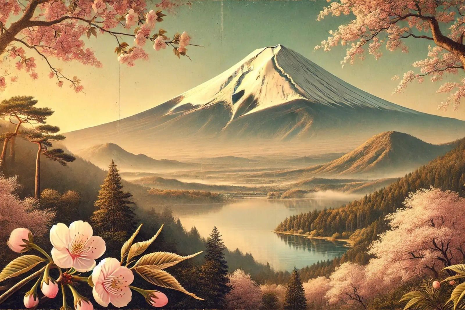 Japón Vintage, Póster del Monte Fuji poster de Chromatic Fusion Studio