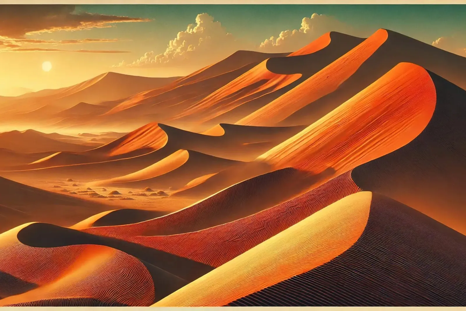 Vintage Namibia, Sossusvlei Dunes Poster acrylic glass by Chromatic Fusion Studio
