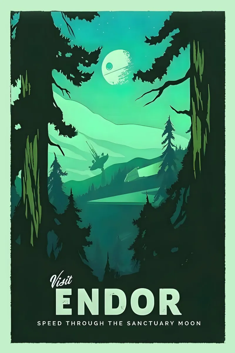 Visita Endor poster con telaio in legno da carrie Shop
