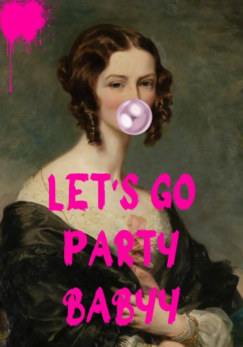 "Let's Go Party Babyy" - Pop Art, Classic Remix, Festive, Pi alluminio dibond da NorwesClub