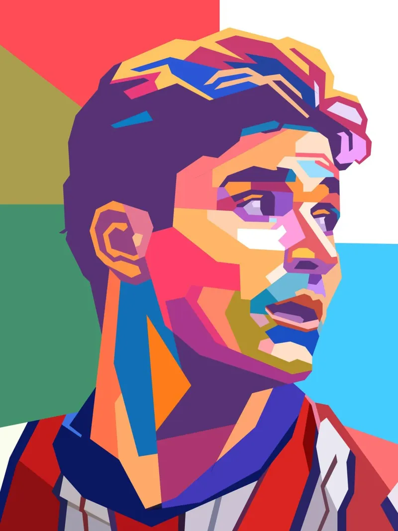 Ritratto pop art di Julian Alvarez pellicola backlit da Hantamrata