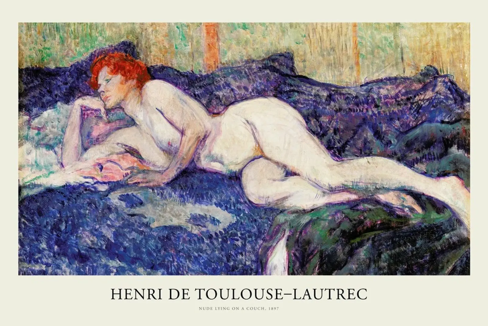 Toulouse-Lautrec - Nude Lying on a Couch pellicola backlit da Vintage by JUNIQE