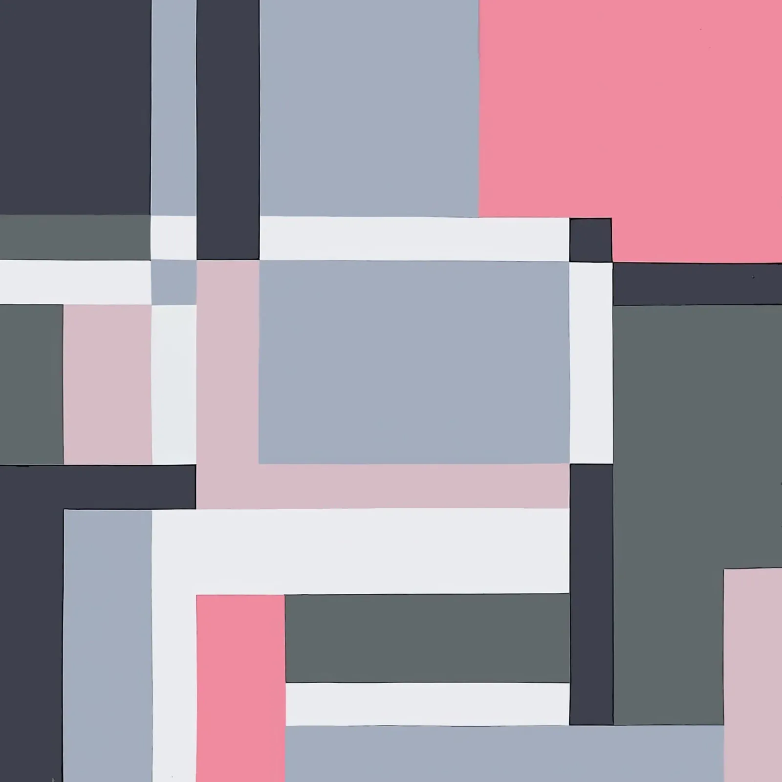 Geometrische balans in roze en grijs canvas met Baklijst van Artbyvo
