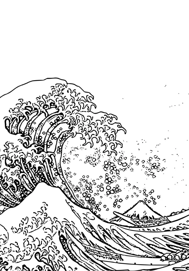 La grande vague de Hokusai - Dessin au trait japonais Ukiyo-e plexiglas de NorwesClub