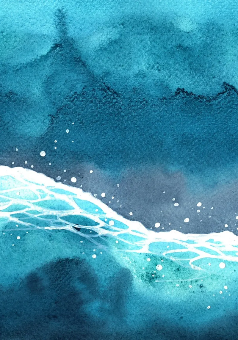Abstracte oceaangolf - dynamisch aquarel zeegezicht canvas met Baklijst van NorwesClub