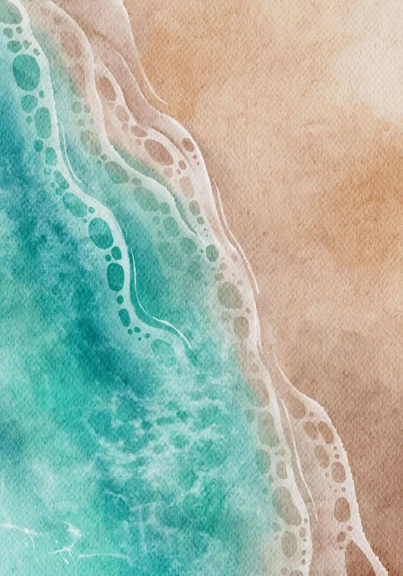 Linea di costa aerea dell'oceano - Acquerello Serenità costiera poster da NorwesClub