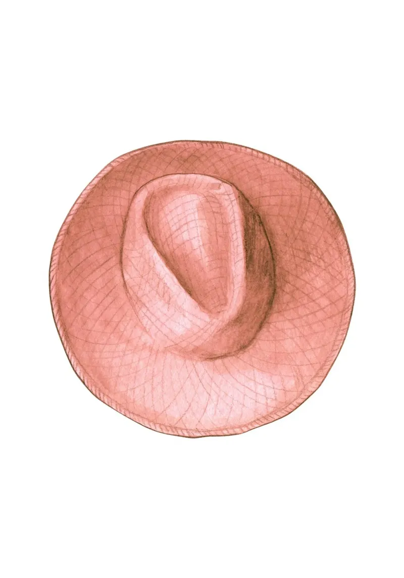 Cappello da cowgirl retrò - Acquerello Boho Western Charm poster con telaio in legno da NorwesClub