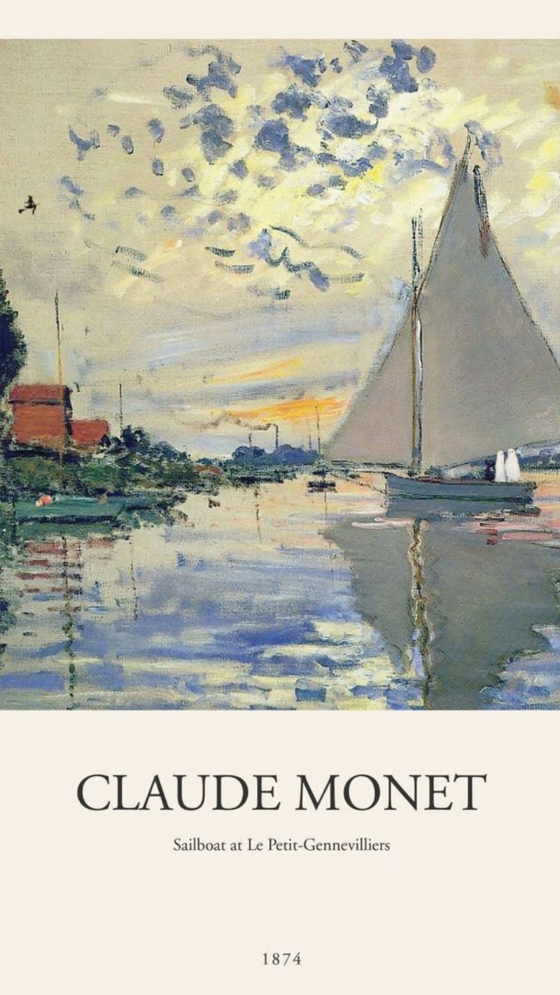 claude monet sonnenuntergang und segelboot farbansicht Poster von belong shop