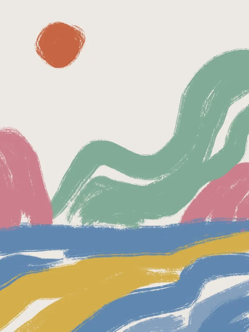 Bunte Pinselstriche Berge Poster von Little Dean