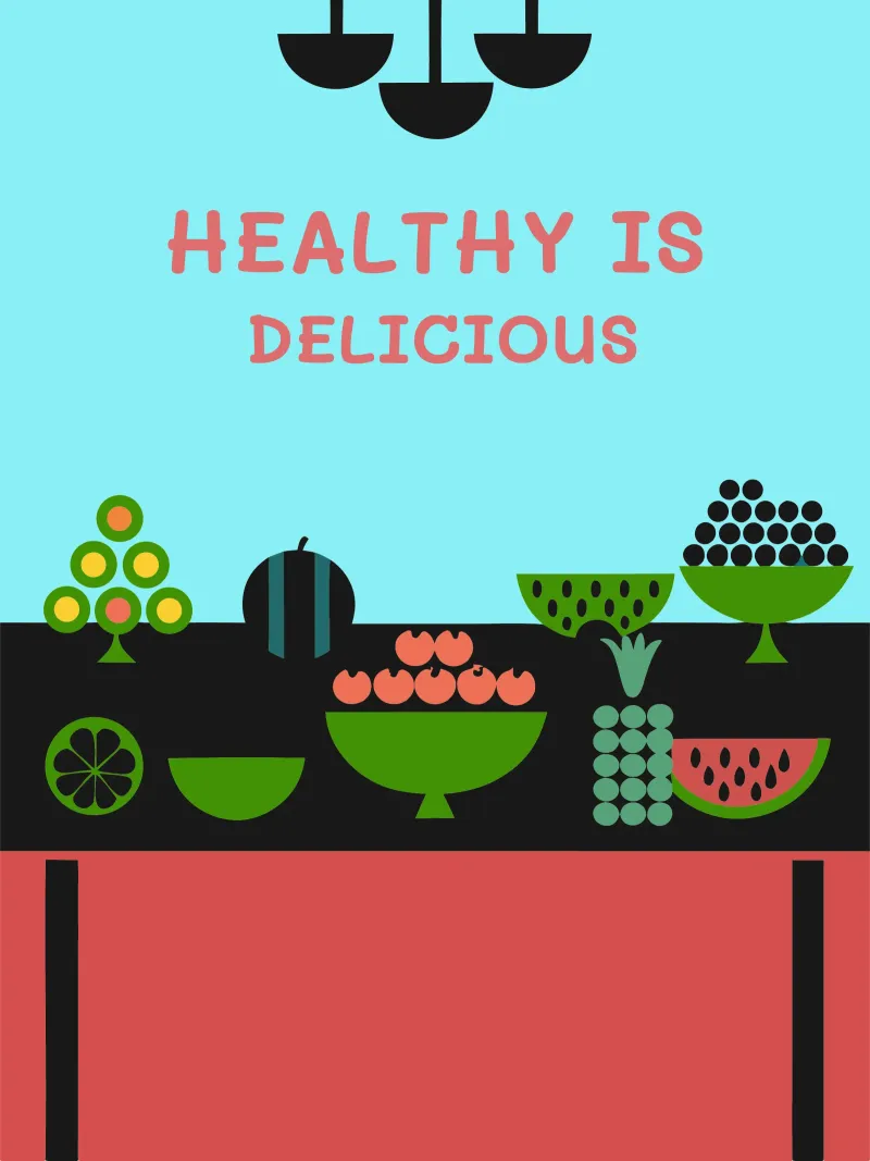Cibo sano Frutta poster con telaio in plastica da LOOK DIFFERENT