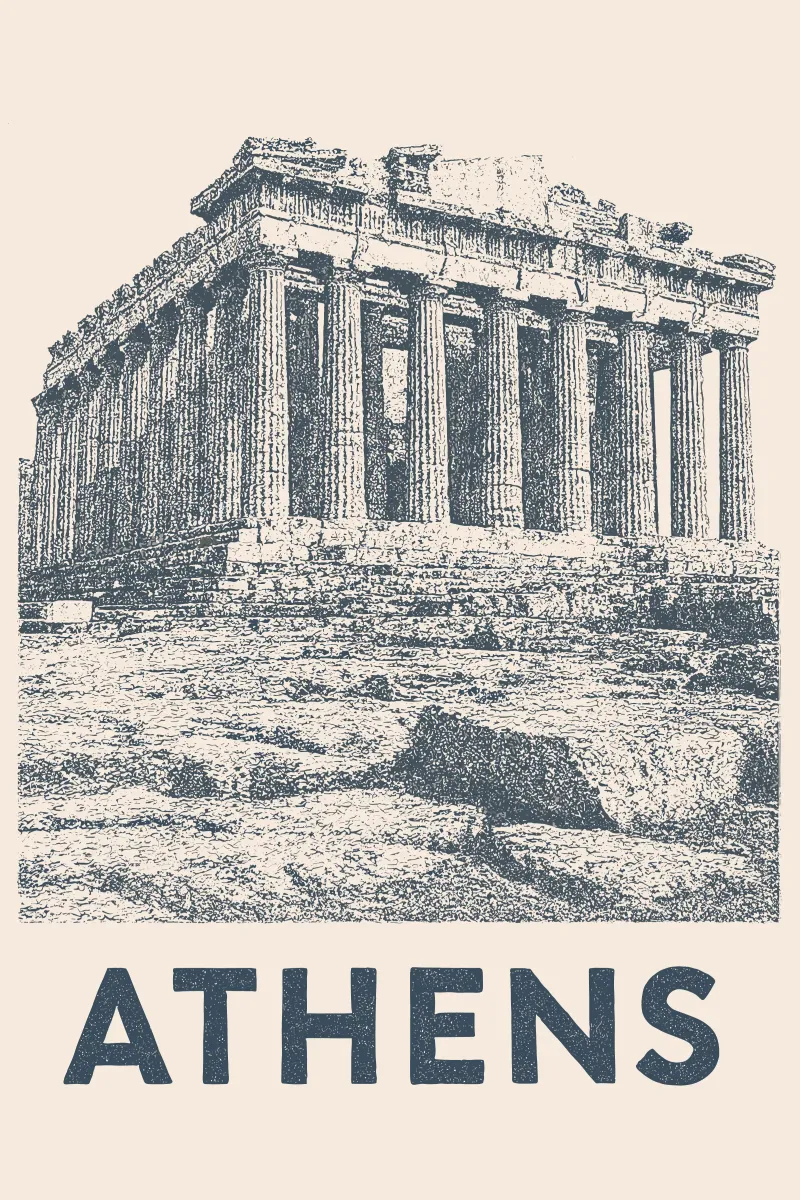 Athens – Parthenon Print - Linocut Series poster da Studio Mooodz