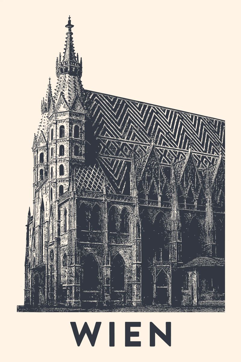 Wiener Wahrzeichen – Linocut Series Poster von Studio Mooodz