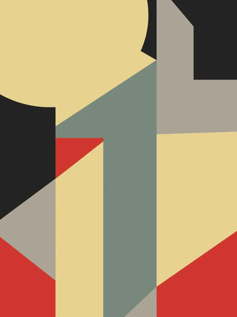 Gedempte toon retro geometrie canvas van Little Dean