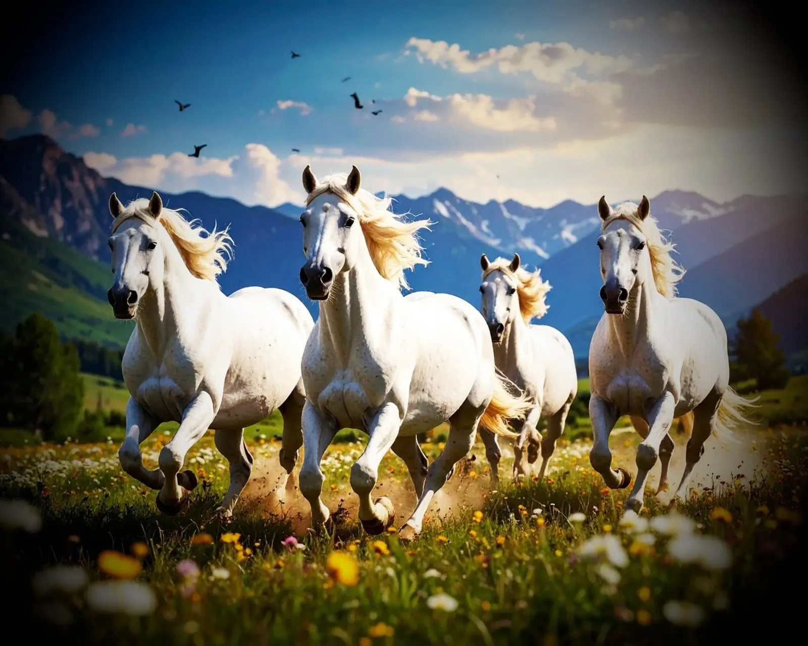Quatre chevaux qui galopent. Vignette pellicola backlit da Thierry vobmann photography