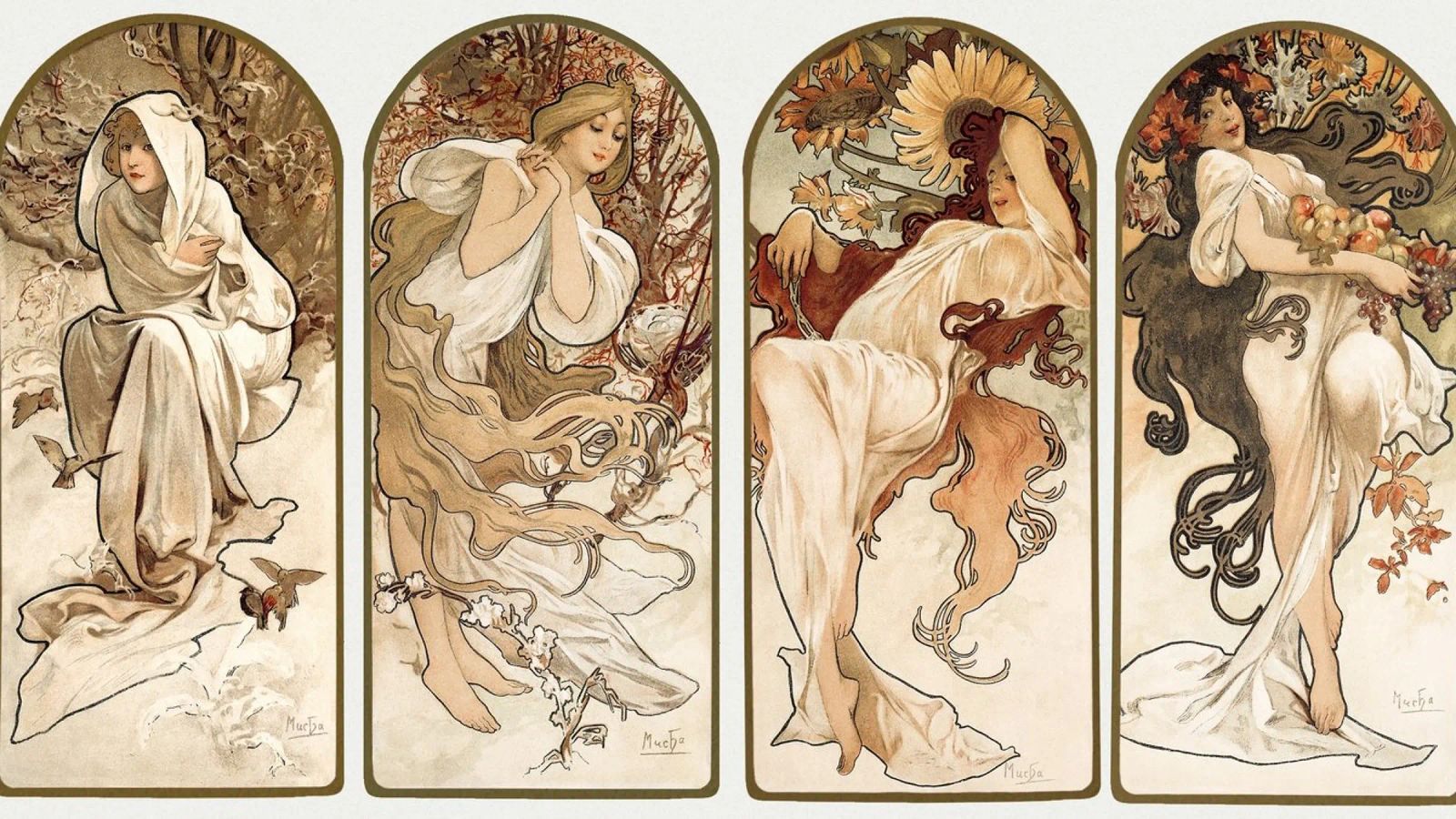 Alphonse Maria Mucha's The Seasons (1897) poster by Classic Art Prints