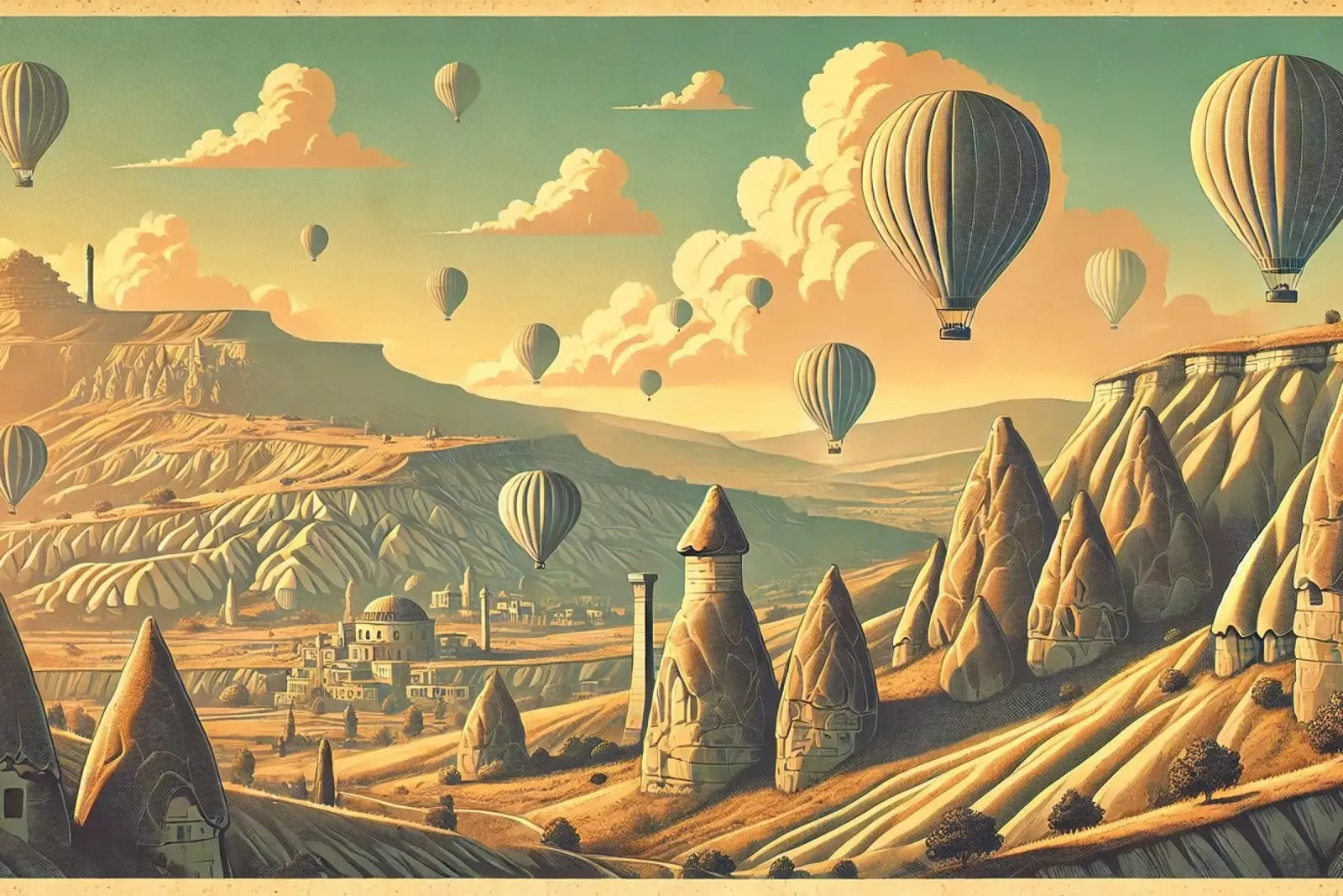 Poster d'epoca Turchia, Cappadocia plexiglass da Chromatic Fusion Studio