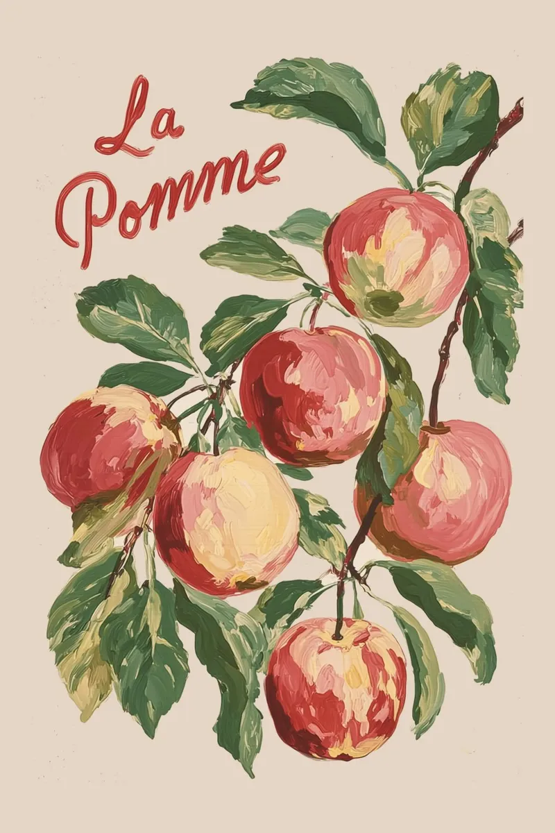 Mela francese d'epoca "La Pomme poster con telaio in plastica da Melloi Art Print