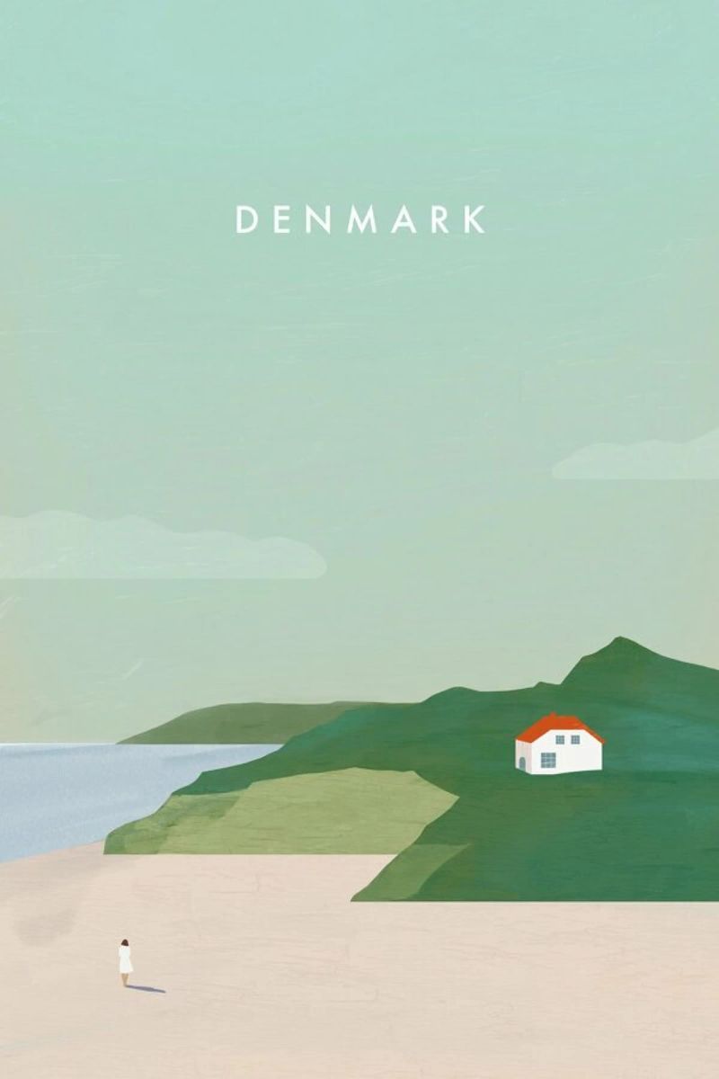 Denmark poster with wooden frame by Katinka Reinke