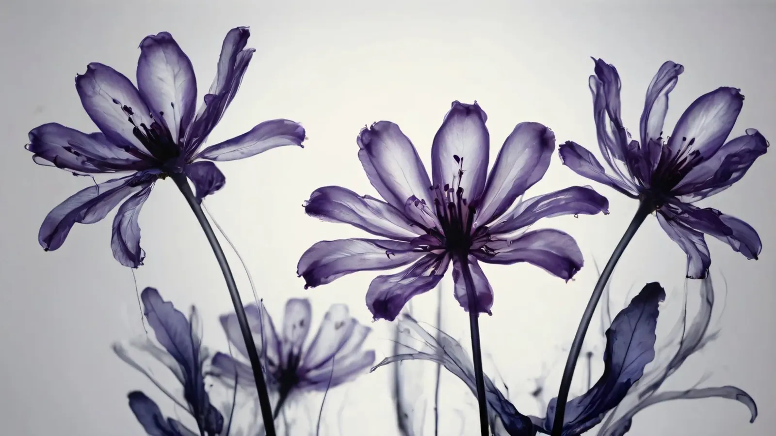 Delicati fiori viola stagliati su uno sfondo chiaro poster da DesignDoodle