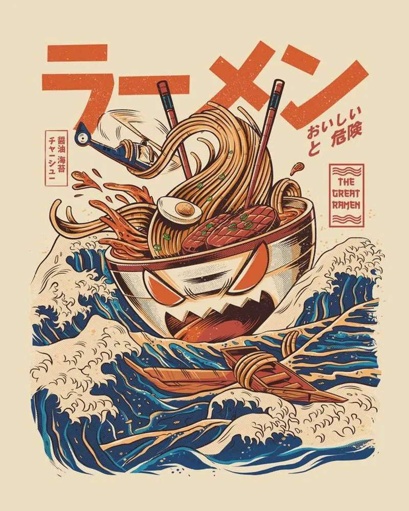 El Gran Ramen poster con marco de plástico de Waylons Studio