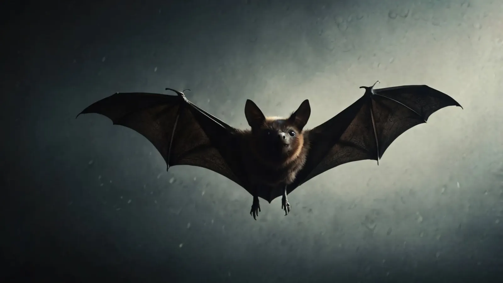 Un pipistrello che vola in una caverna buia con uno sfondo drammatico, mostra pellicola backlit da DesignDoodle