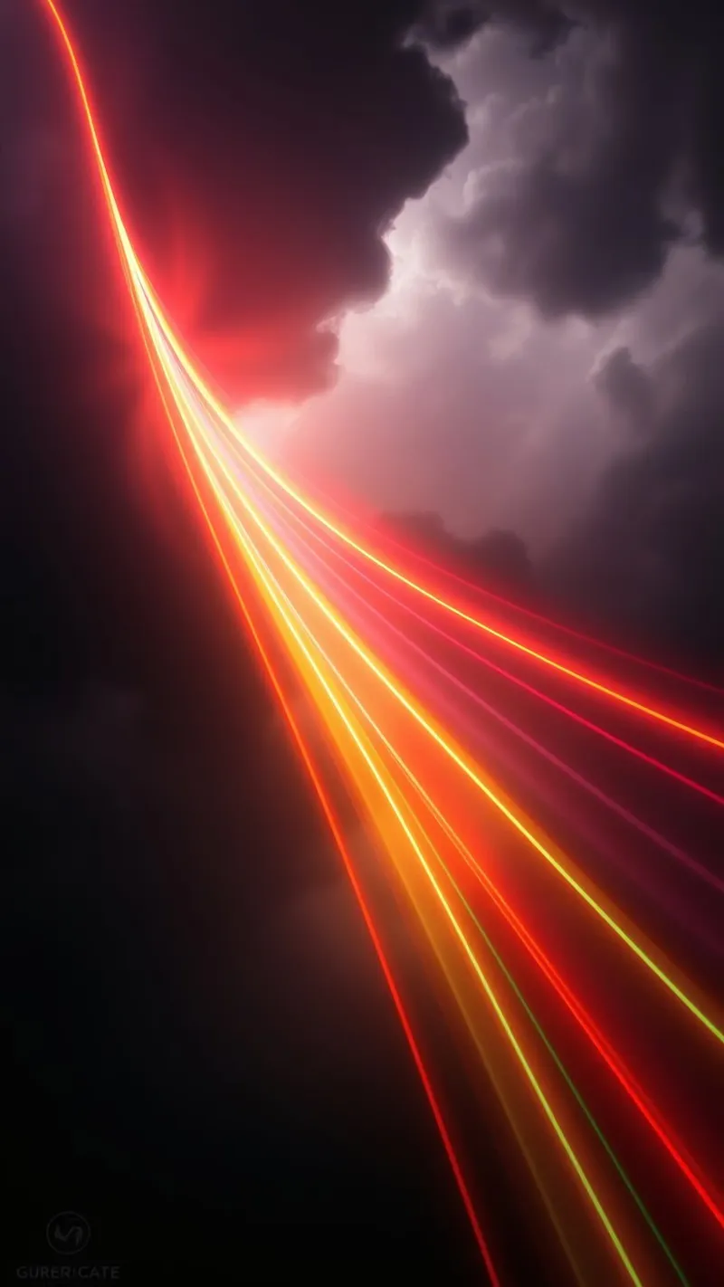abstrait avec des traînées de lumière dynamiques sur un ciel d'orage sombre hahnemühle de DesignDoodle