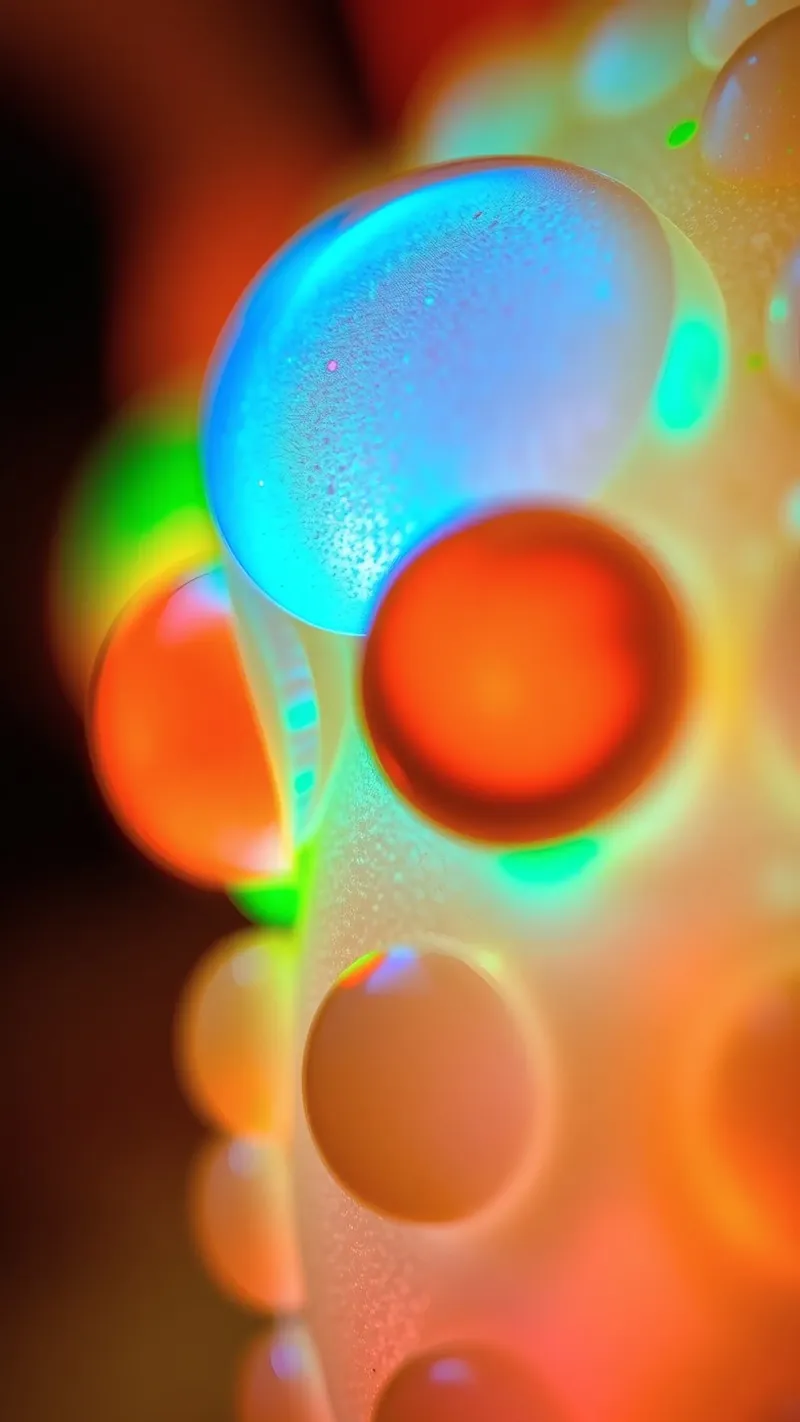 Colorful abstract design with illuminated bubbles canvas by DesignDoodle