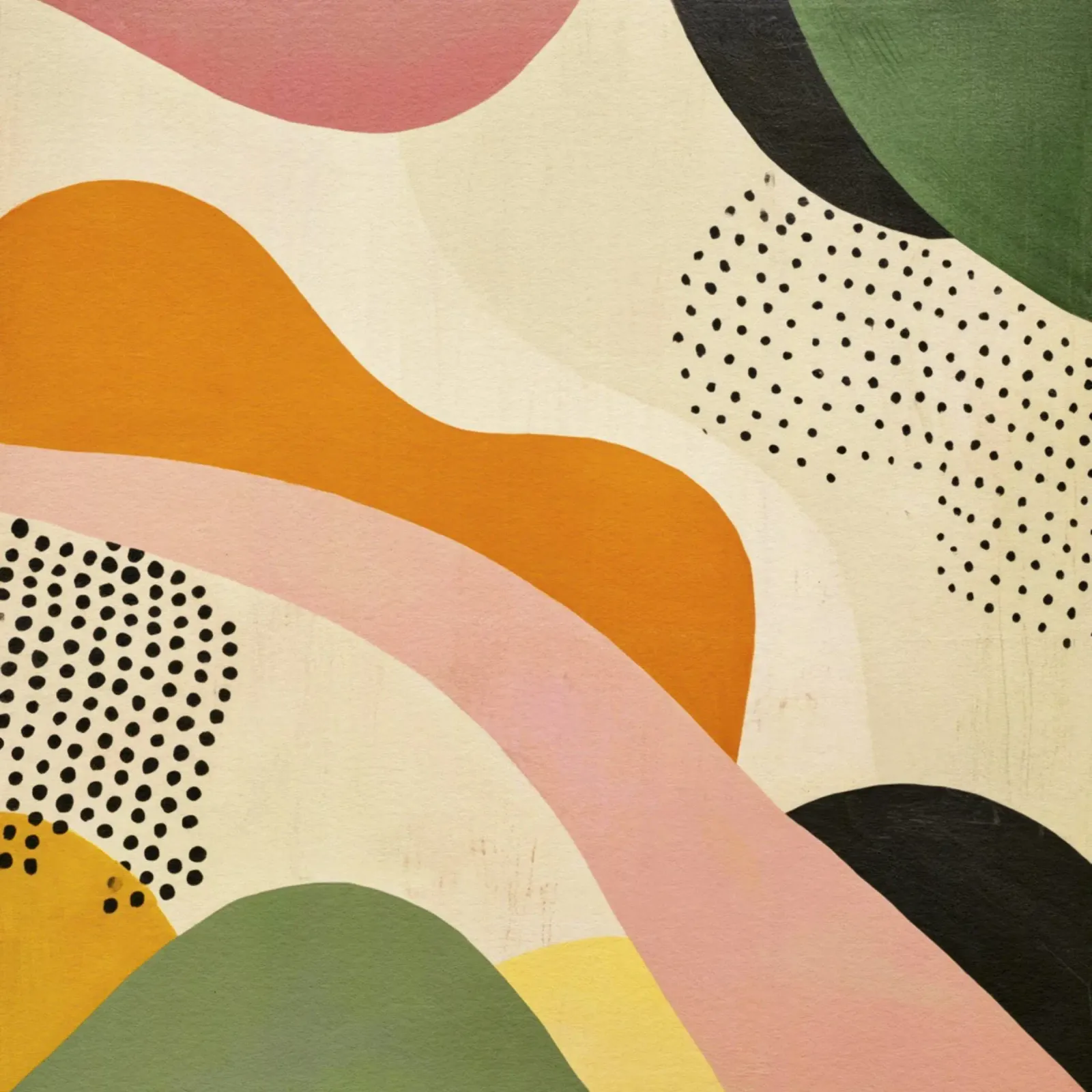 Abstract Form Composition in Retro Hues canvas by Stilrausch