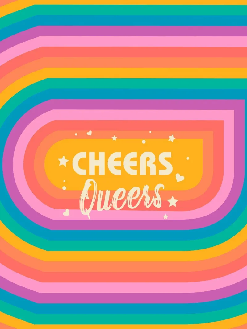 Cheers Queers – Rainbow Retro Pride Print poster with aluminum frame by showmemars