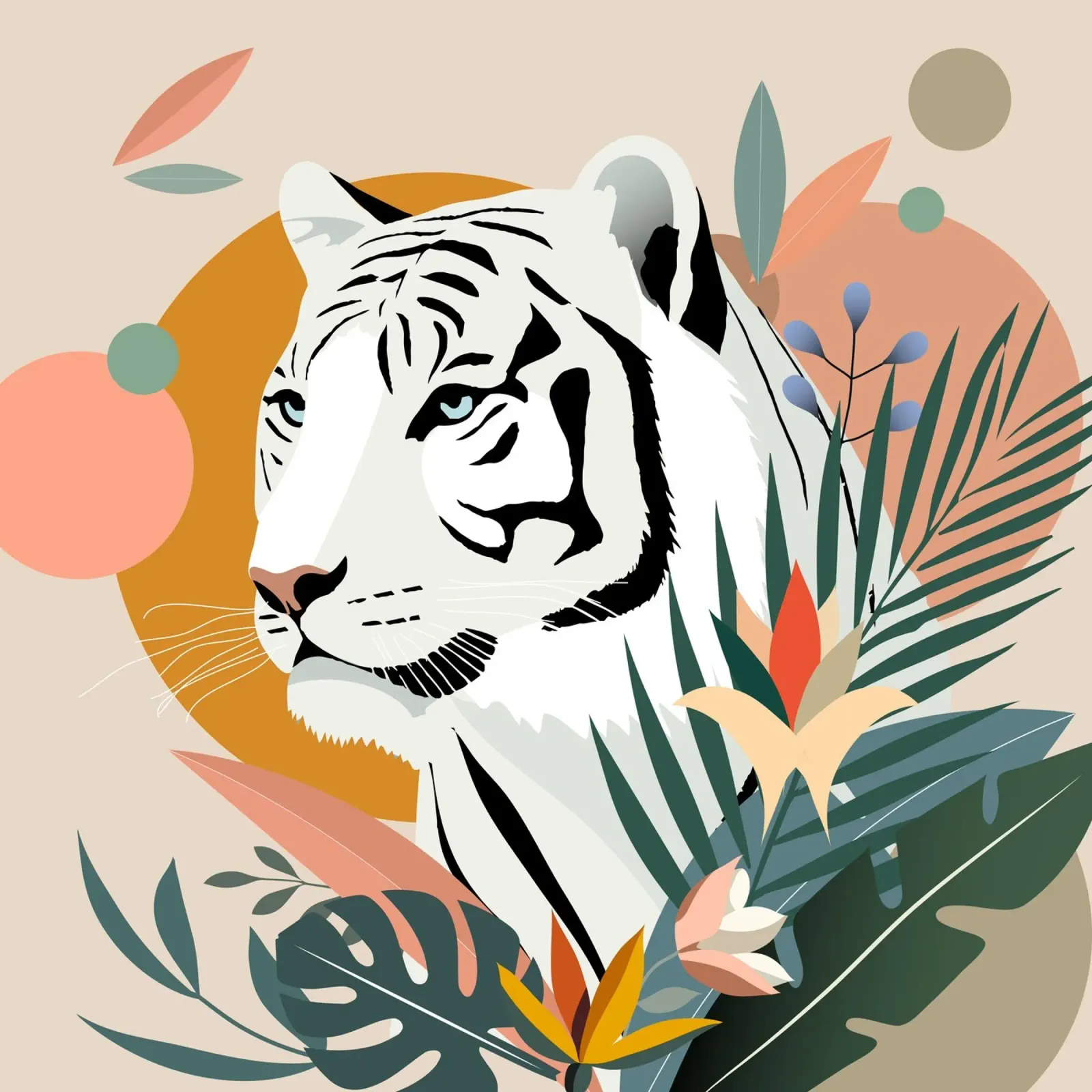 Tigre bianca nella giungla - Design moderno della natura carta hahnemühle da namosh