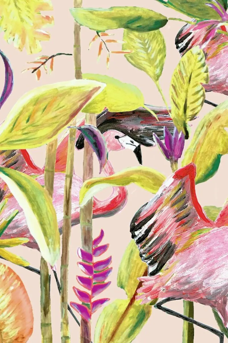 Wild Jungle Stories Flamingo poster con telaio in alluminio da Femke Zwaan