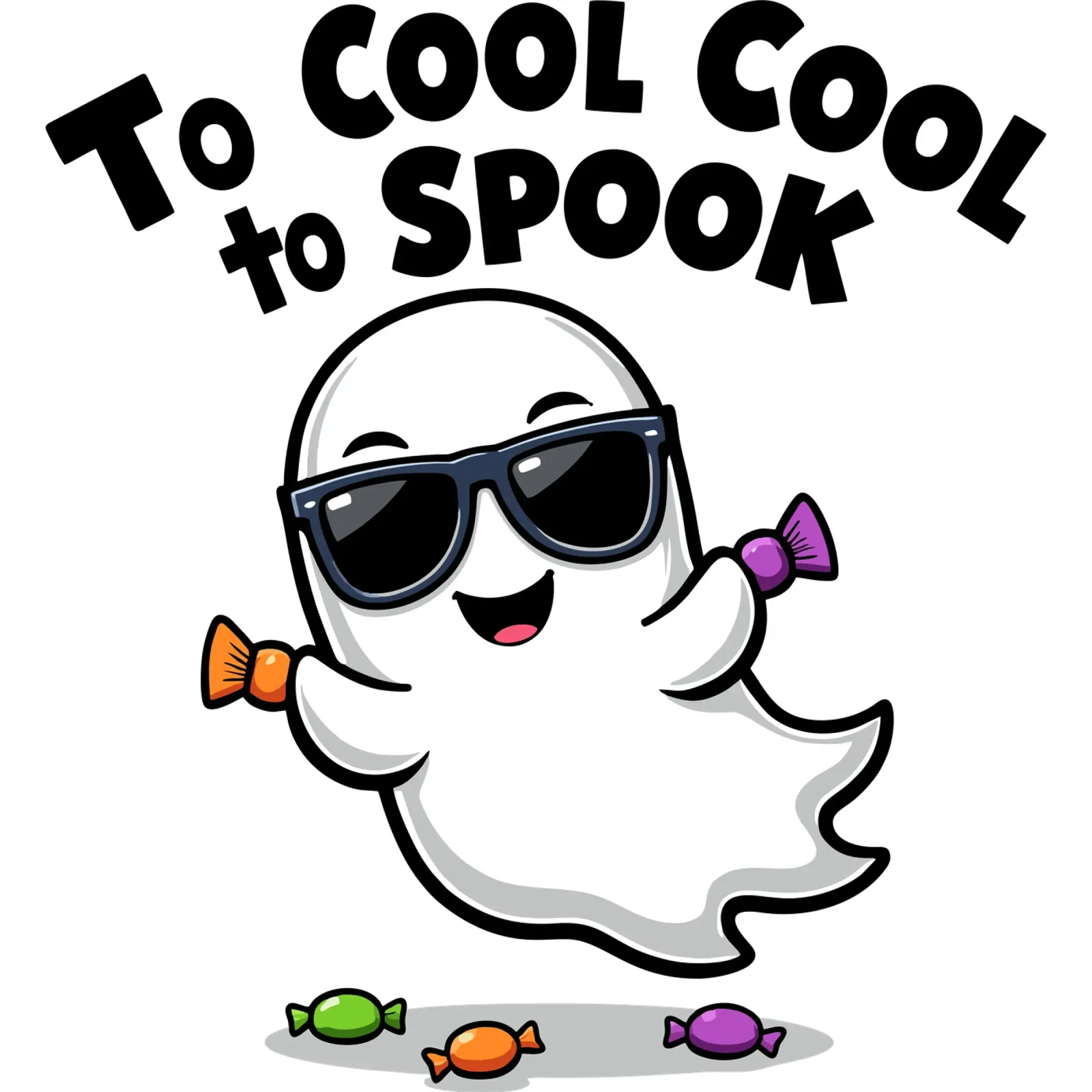 Too Cool to Spook - Fantasma divertente con occhiali da sole poster con telaio in legno da artdesign1985