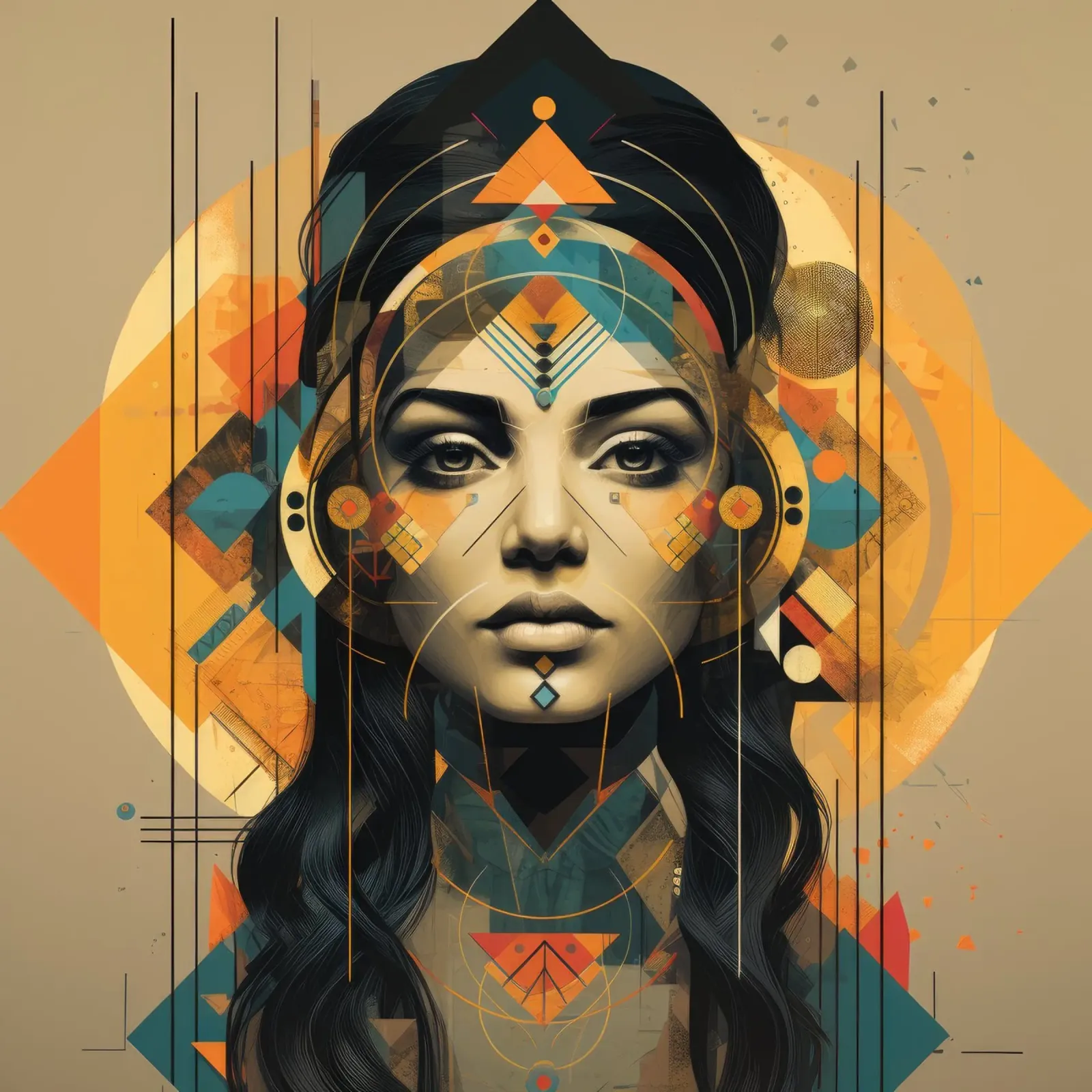 Donna indiana geometrica pellicola backlit da Artful Muse