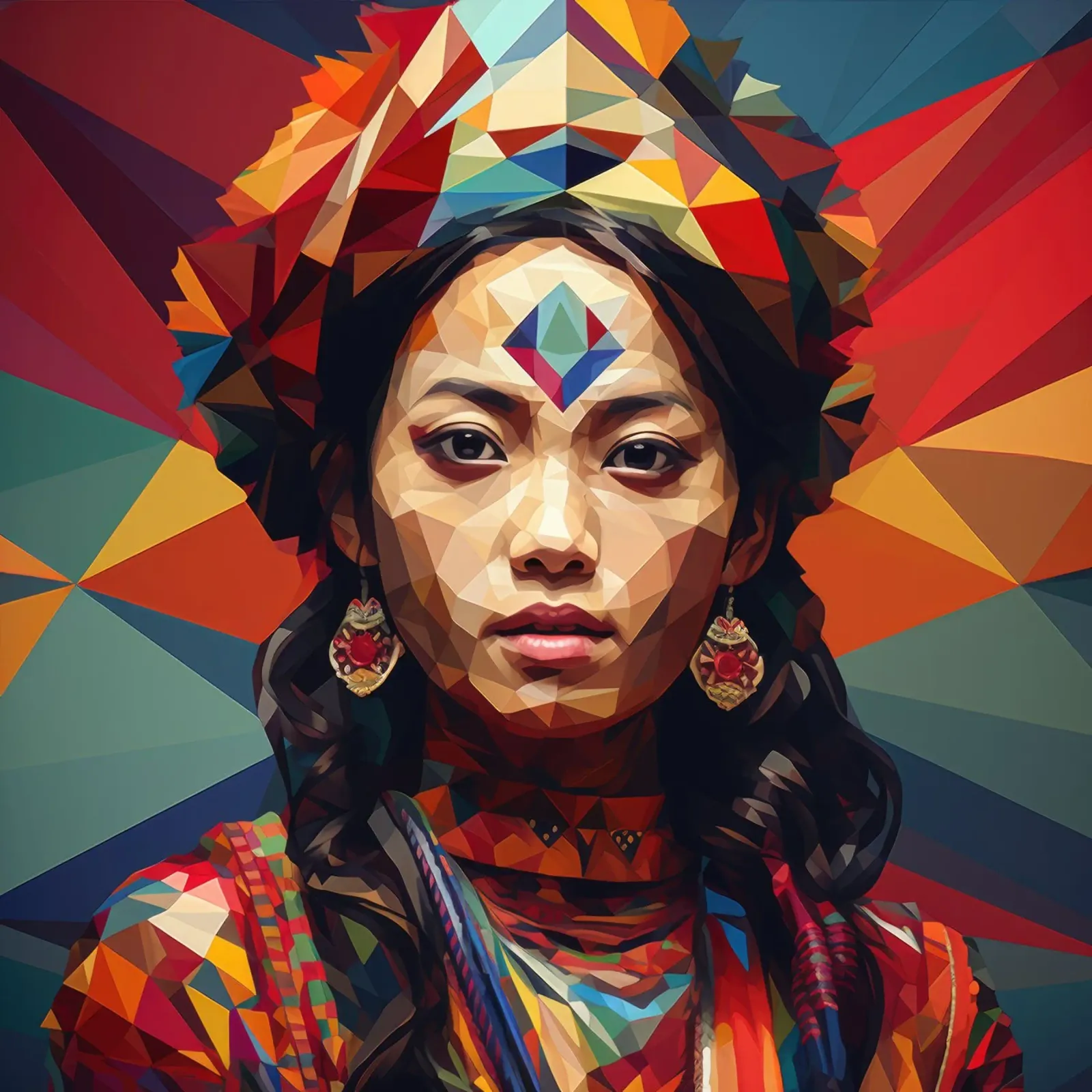 Geometric Nepalese Woman carta hahnemühle da Artful Muse