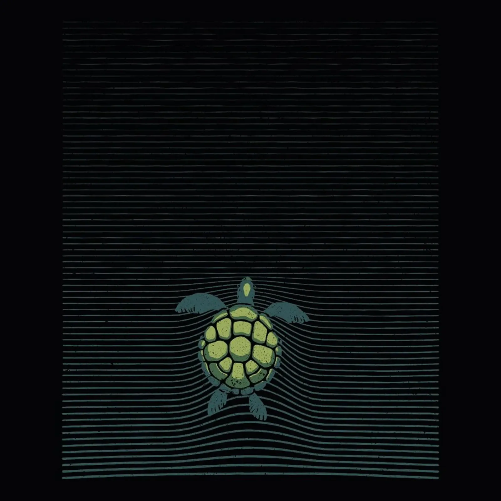 Marine Turtle Sea Lines poster con telaio in legno da Tobe Fonseca