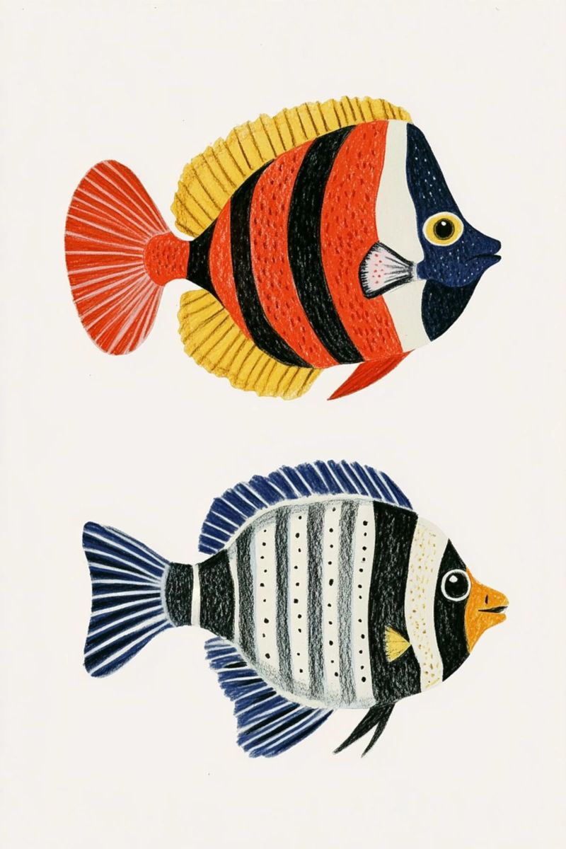 Zwei gestreifte Fische Poster von Curious Canvas