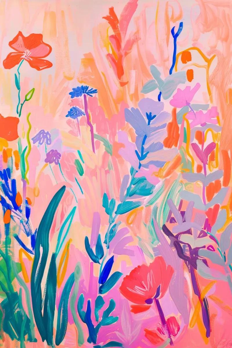 Bloemen abstracte kleurrijke kunstreproducties, abstract bloemenkunstwerk hahnemühle van Boheme