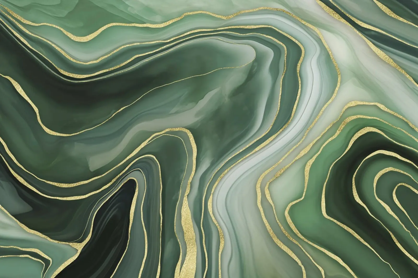 Marmor Reverie Jade Grün und Gold Luxus Alu-Dibond von Andrea Haase Modern Home